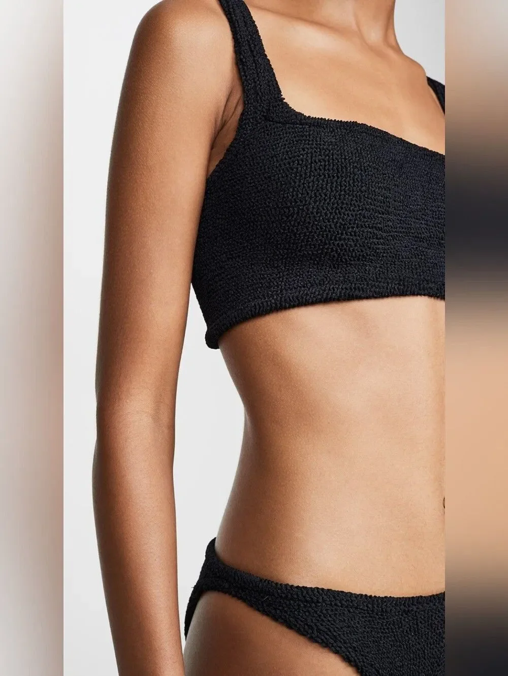Hunza G Xandra Bikini in Black Square-Neck Black Set - Women Swimwear One Size